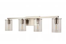Lit Up Lighting LIT6124SN+MC-CL - 4X E26 60 W vanity Light in Satin Nickel finish with replaceable socket rings
